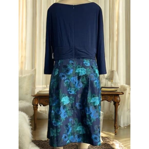 (60% OFF) NWT Jessica Howard Solid & Floral Midi Dress in Navy Blue 14 MSRP $130 - Picture 7 of 8